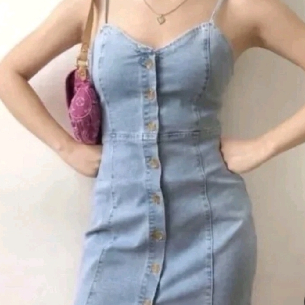 Light Blue Denim Button-Down Dress